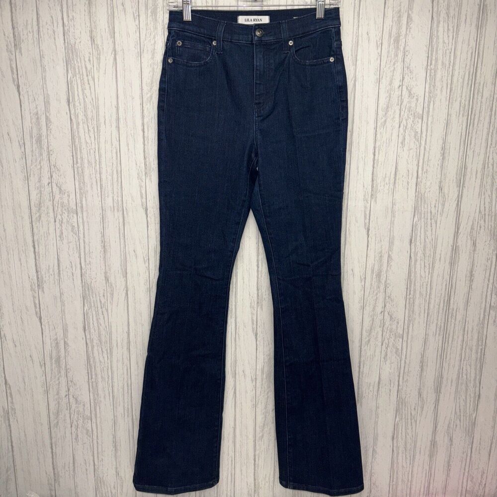 Womens Size 27 Lila Ryan Marielle High Rise Micro Flare Clean Dark NWT
